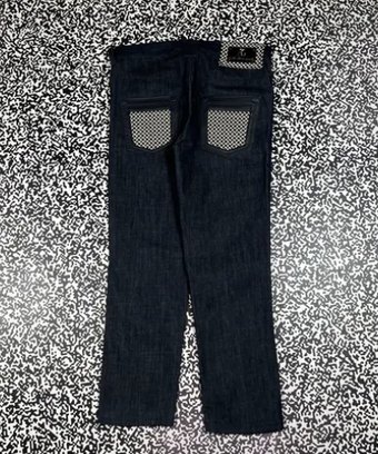 Angelo Galasso Denim Jeans Leather Pocket Luxury Rare